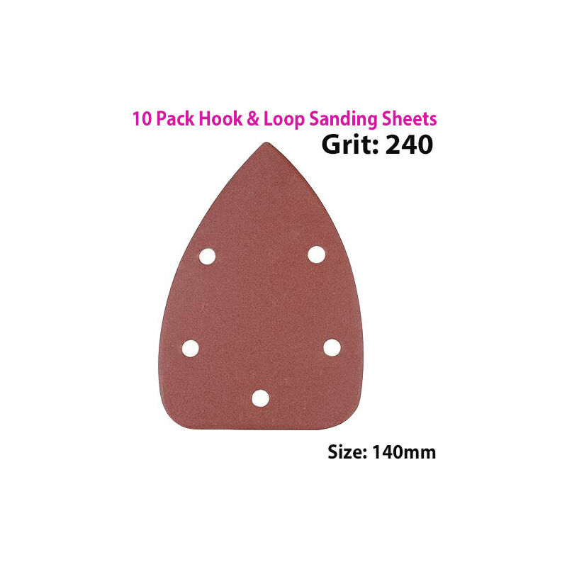 QTY 10 140mm 240 Grit Detail Sander Sheets Triangle Sanding Hook & Loop