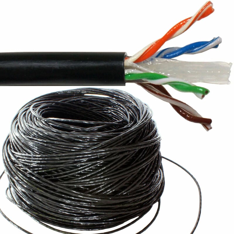 1000ft Cable Reel, Cat5e, Black, Unshielded, for CCTV, Data