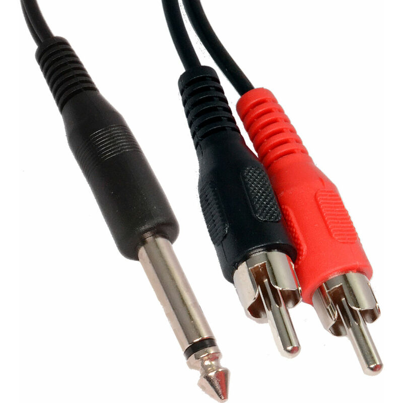 Câble mini-Jack mâle TRS coudé / 2x RCA mâles, 3m : Câbles En Y