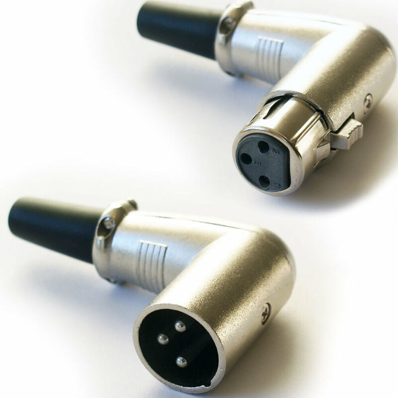 XLR 3 PIN Male & Female Solder Connectors Right Angled 90 Degree For