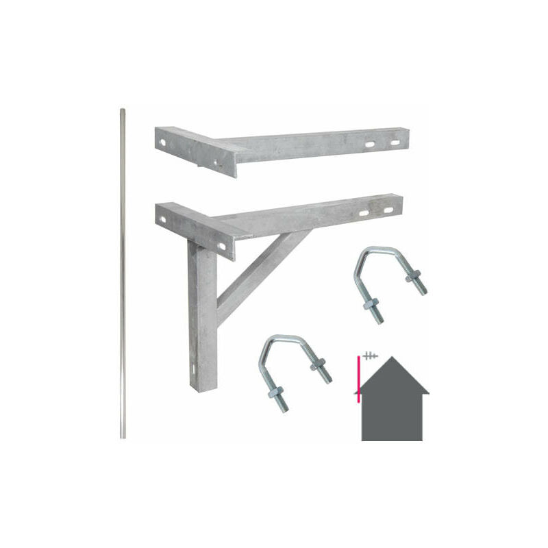 8 Foot 2.44m TV Aerial Pole & T K Bracket Long Mast Wall Mounting