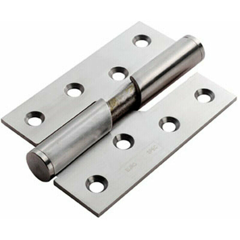 Door hinge, Left - 110 x 49 mm - Round - Brass - stainless steel