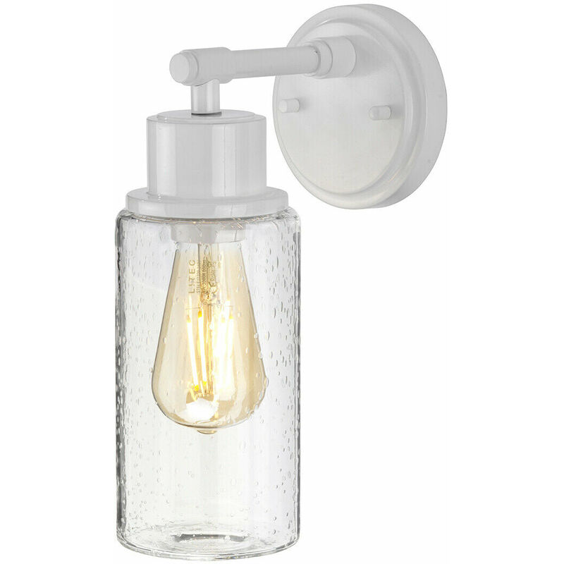 IP44 Wall Light Face Up or Down Bubble Glass Shade White LED E27 60W