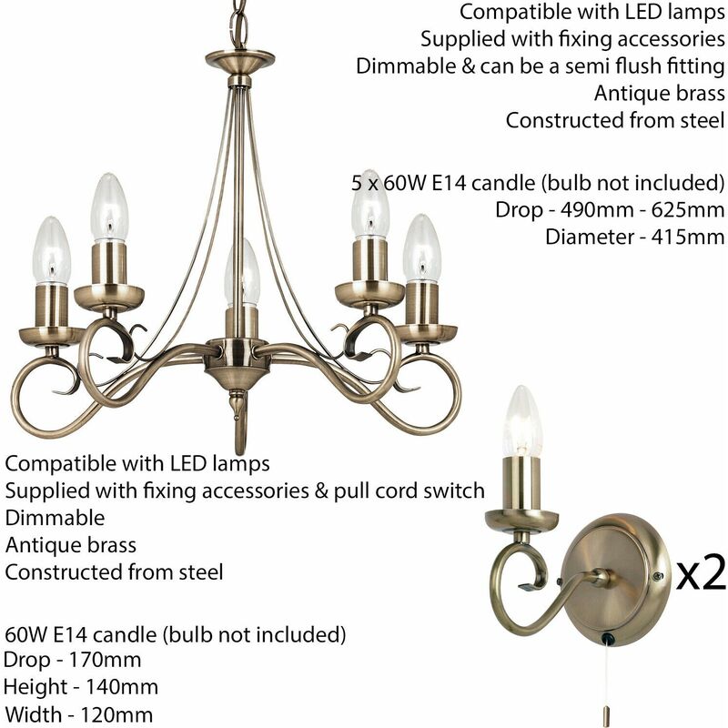 Chandelier and matching store wall lights