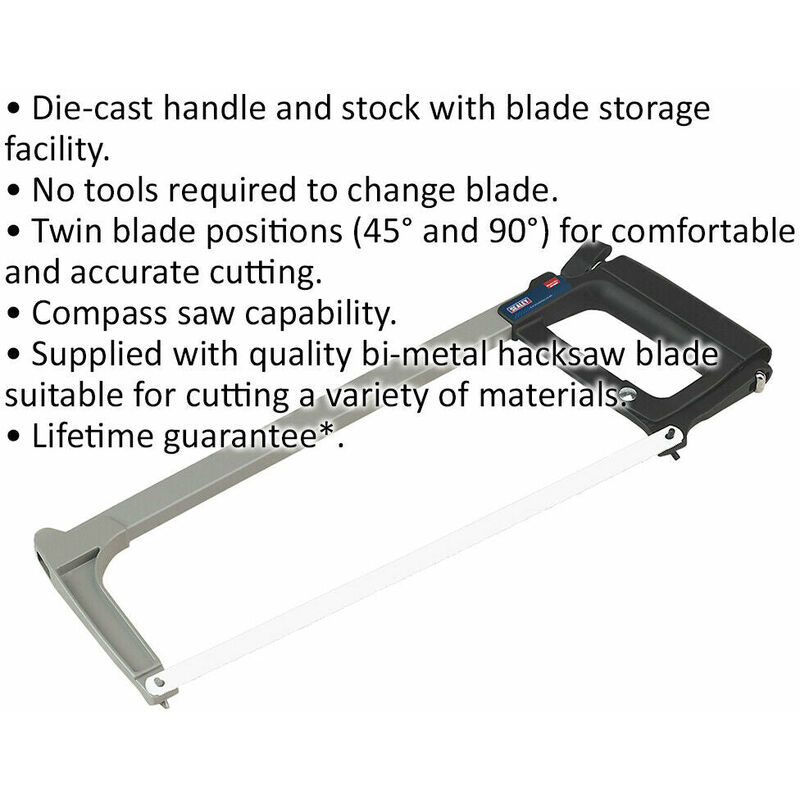 300mm Professional Hacksaw Blade Storage  Die-Cast Handle Bi-Metal  Blade