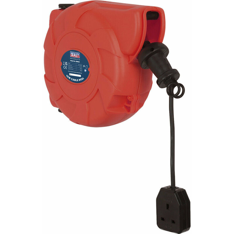 Sealey 10m Wall Mount RETRACTABLE CABLE REEL SYSTEM Extension