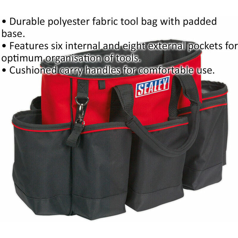 560 x 360 x 460mm STRONG Tool Bag RED Multiple Pocket Padded Base  Storage