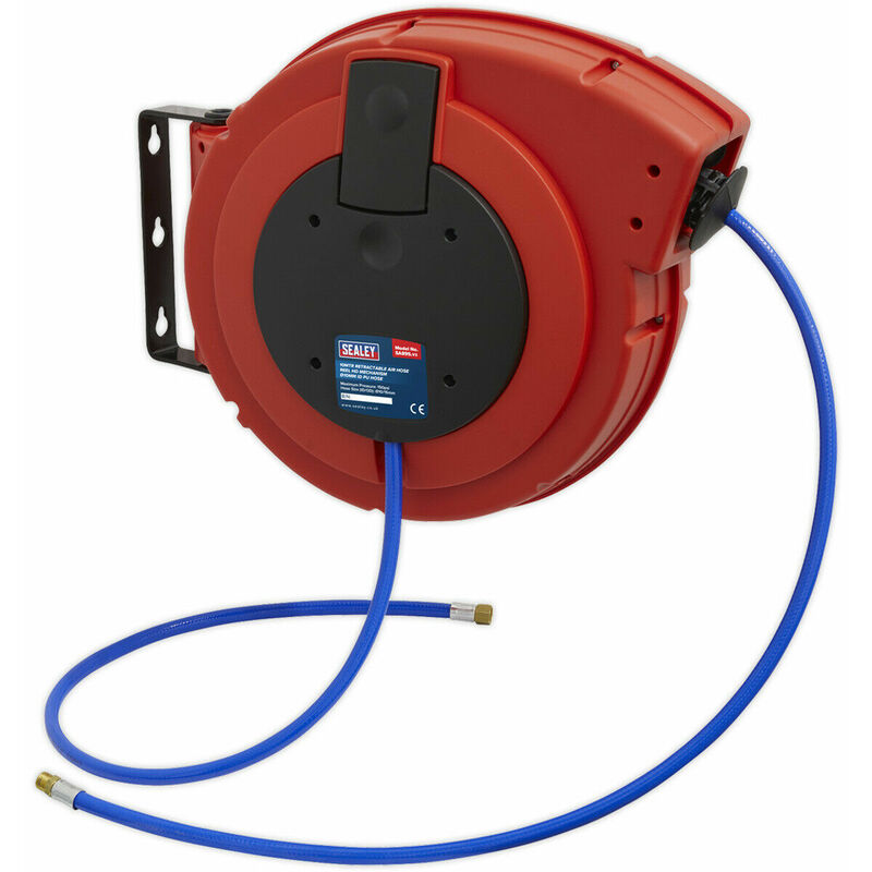10m Retractable Air Hose Reel - Heavy Duty 10mm PU Hose - 1/4 BSP  Inlet/Outlet