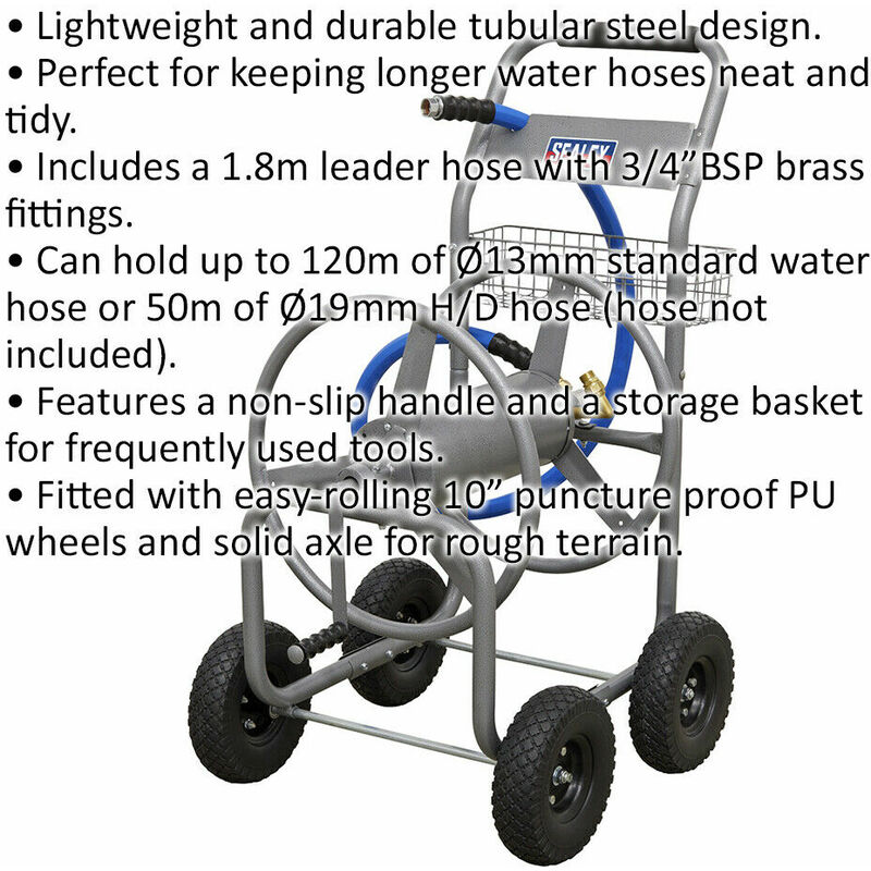Sealey Heavy-Duty Hose Reel Cart with 50m Heavy-Duty ¯19mm Hot