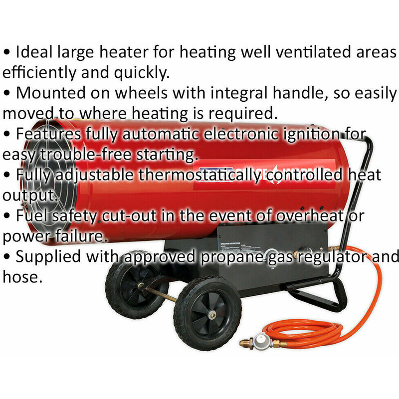 Space Warmer Propane Heater - 210000 to 400000 Btu/hr - Gas Regulator u0026 Hose