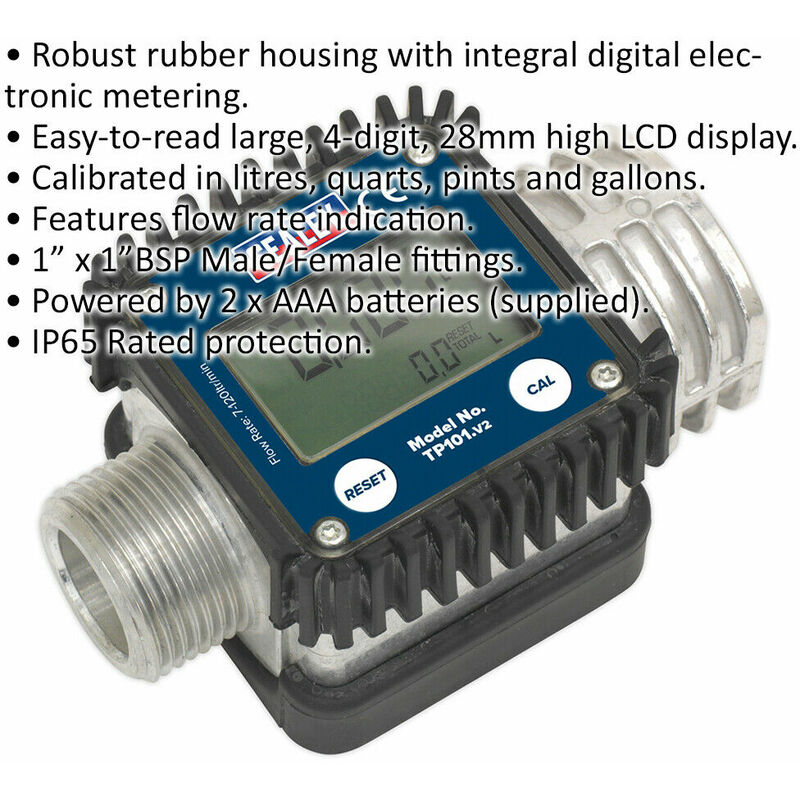 Digital Diesel & Fluid Flow Meter - LCD Display - Flow Rate