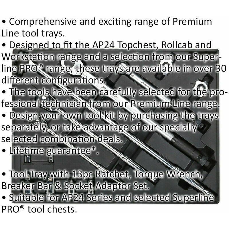 13pc Ratchet Torque Wrench Breaker Bar & Socket Set - 530 x 397mm