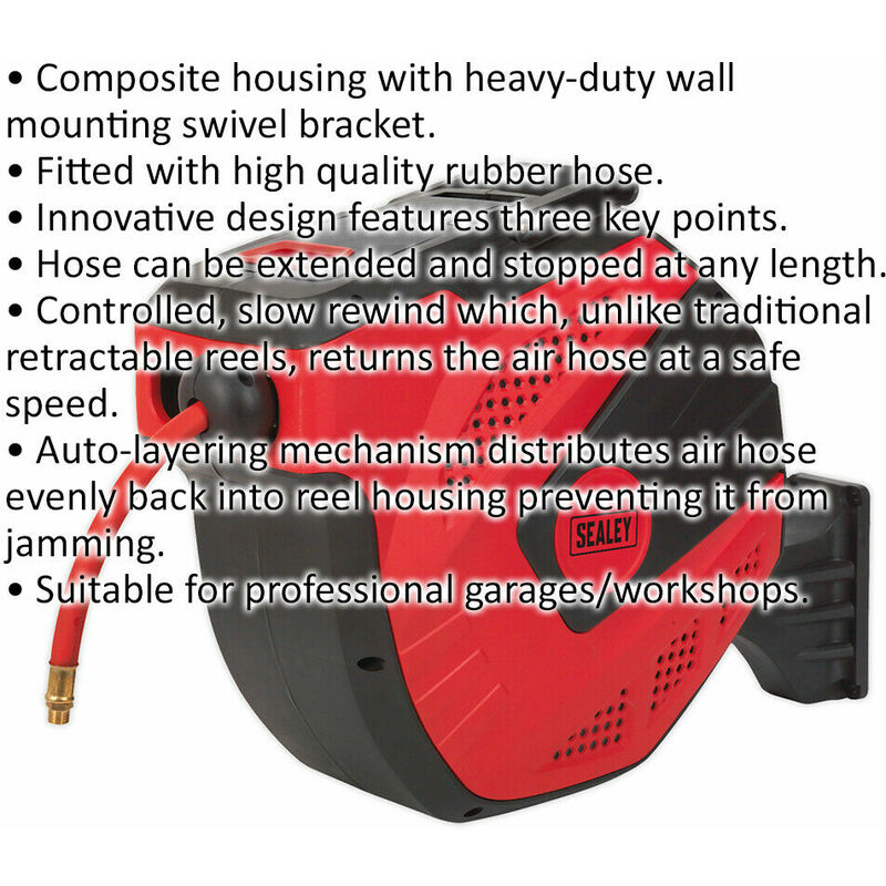 Monzana Air Hose Reel Wall Mountable Pneumatic Compressed Air 1/4 Inch  Connection Retractable Auto Rewind