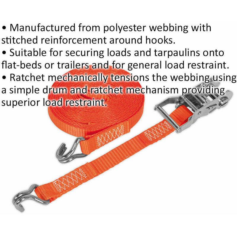 Rhino Web™ Heavy-Duty Ratchet Strap w/Flat Hooks - 2 Wide
