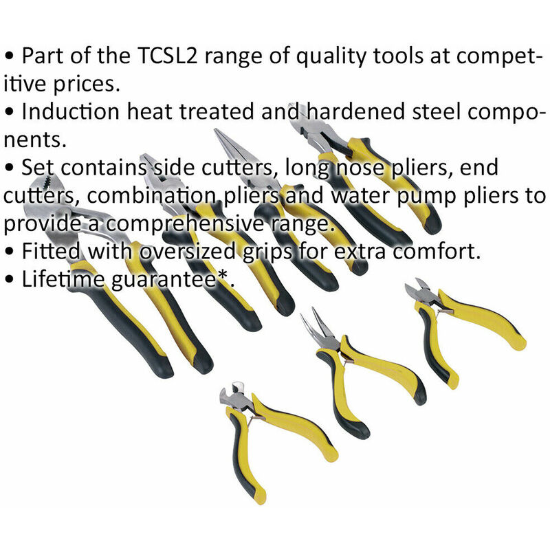 7 Piece Pliers Set - Hardened Steel Components - Oversized Comfort 