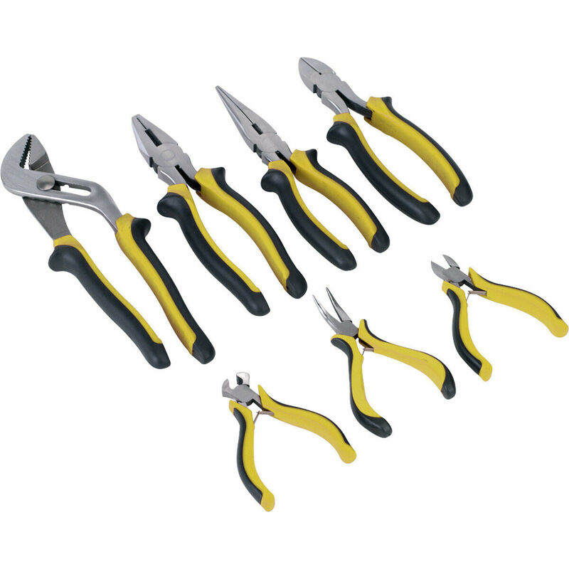7 Piece Pliers Set - Hardened Steel Components - Oversized Comfort 