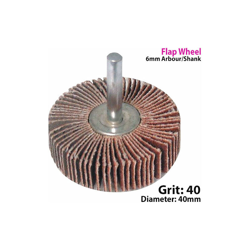 40mm Flap Wheel 40 Grit For Drill Attachment Sanding & Rust Removal