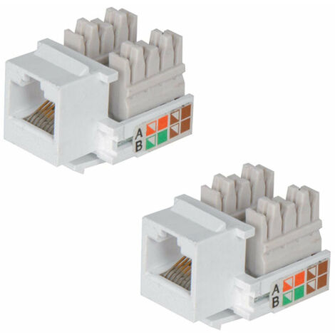 2x RJ45 IDC Network Keystone Jack Module CAT5 & CAT6 Ethernet Plastic ...