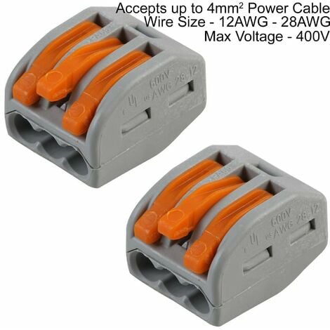 10x 3 Way WAGO Connector 32A Electrical Lever Terminal Block Push Fit  Junction