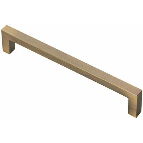 Square Block Pull Handle 170 x 10mm 160mm Fixing Centres Antique Brass