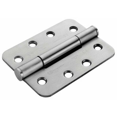 PAIR 100 X 75 X 3mm Concealed 14 Bearing Hinge Satin Steel Rounded Edge