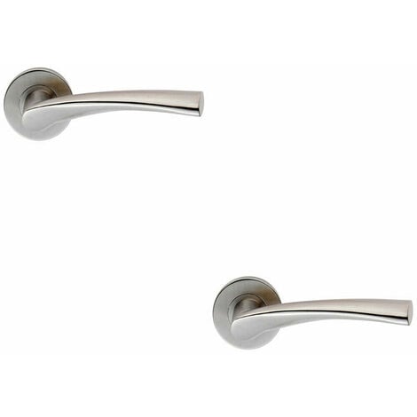 2x PAIR Twisted Angular Design Handle on Round Rose Concealed Fix Satin ...