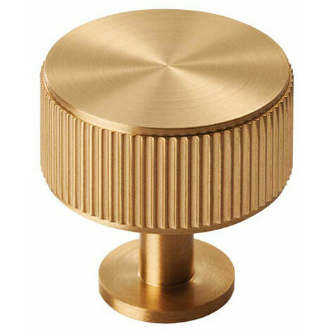 Lined Radio Cupboard Door Knob - 35mm Diameter - Antique Brass