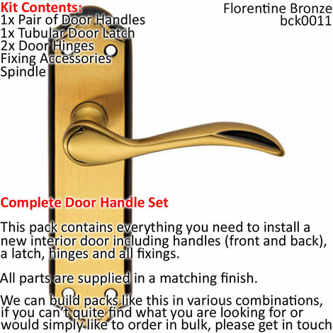 Door Handle & Latch Pack Florentine Bronze Curved Lever Traditional ...