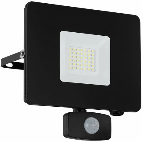 IP44 Outdoor Flood Light PIR Sensor Black Aluminium 30W Built in LED