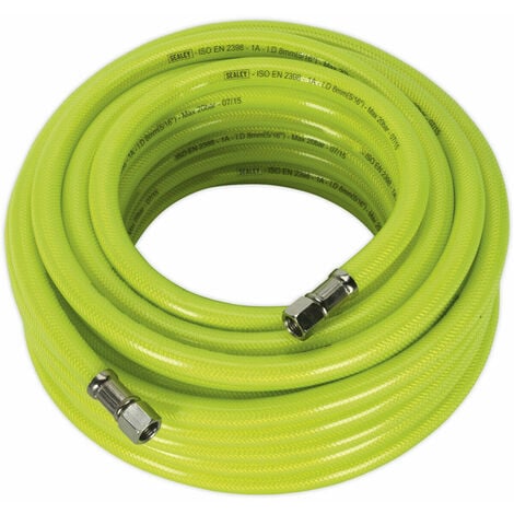 High-Visibility Hybrid Air Hose with 1/4 Inch BSP Unions - 15 Metres - 8mm  Bore