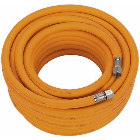 High-Visibility Hybrid Air Hose with 1/4 Inch BSP Unions - 15 Metres - 8mm  Bore