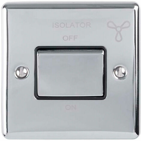 2 PACK 6A Extractor Fan Isolator Switch CHROME Black Trim 3 Pole Shower