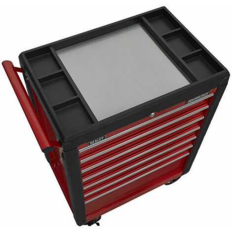 702 x 477 x 993mm 7 Drawer RED Portable Tool Chest Locking Mobile