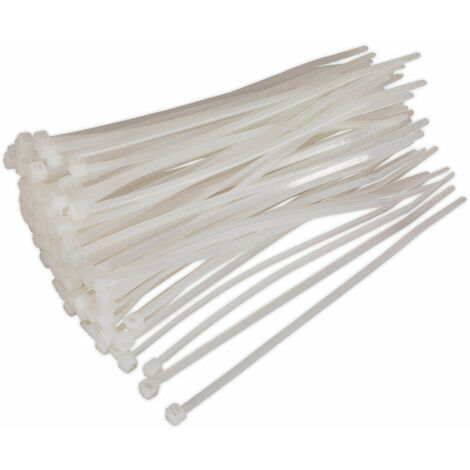 100 PACK White Cable Ties - 150 x 3.6mm - Nylon 66 Material - Heat ...