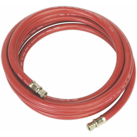 Rubber Alloy Air Hose with 1/4 Inch BSP Unions - 5 Metre Length - 10mm Bore