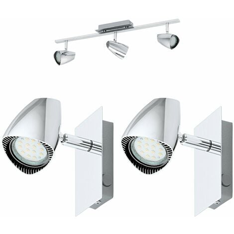 Ceiling Spot Light 2x Matching Wall Lights Modern Chrome Adjustable   70623737 1 