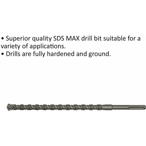 26 x 520mm SDS Max Drill Bit - Fully Hardened & Ground - Masonry Drilling