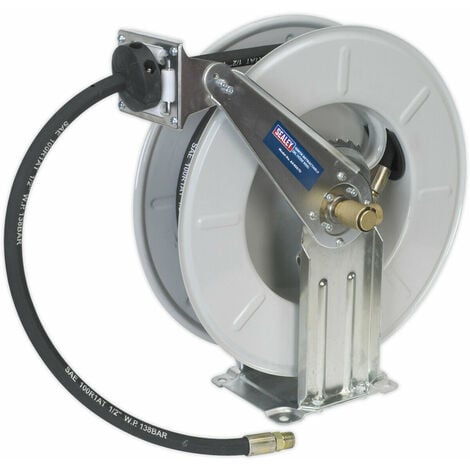 Sealey WHR1512 Heavy-Duty Retractable Water Hose Reel 15m 13mm ID Rubber  hose for sale online