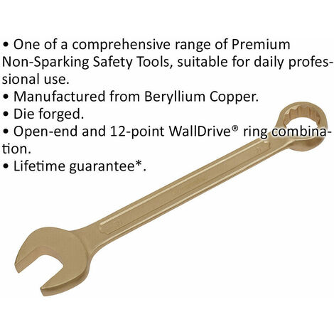 30mm Non-Sparking Combination Spanner - Open-End & 12-Point