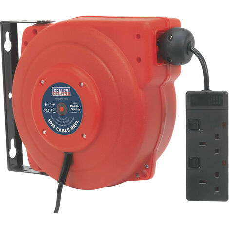 10 Metre Retractable Cable Reel System - 2 x 230V Plug Socket ...