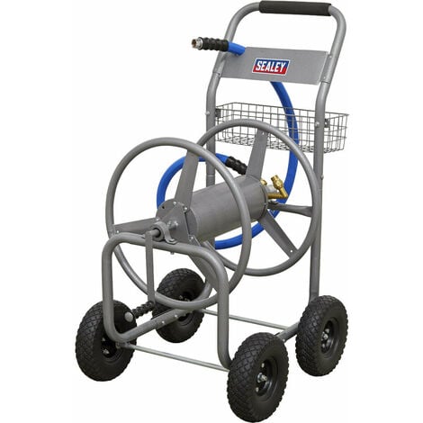 Heavy Duty Hose Reel Cart - Tubular Steel - 1.8m Leader Hose - 10