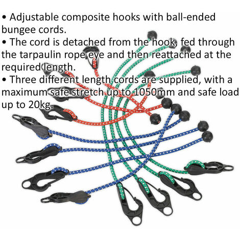 12 Piece Adjustable Stretch Cord Set