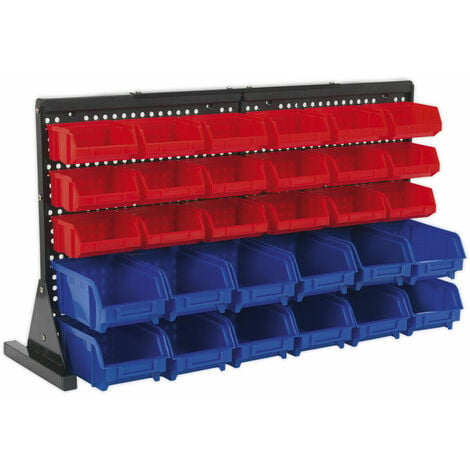 30 Tray   Bin Bench Mounted Parts Storage Rack - Garage & Warehouse 