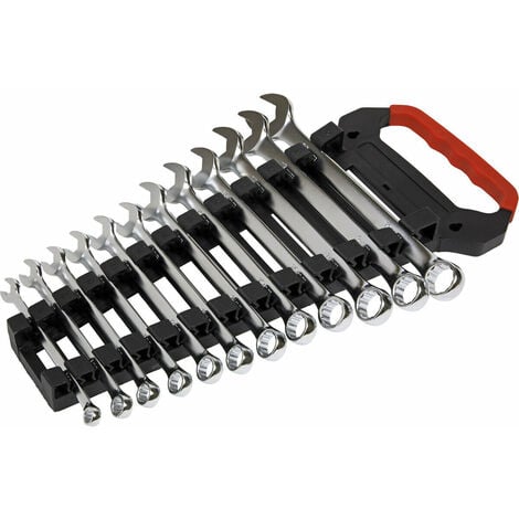 Anti-Slip Grip Professional Metric Ratcheting Combination Wrench Set,  10-Piece