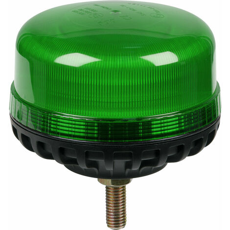 12V / 24V Fixed LED Rotating Green Beacon Light - 12mm Threaded Fixing Bolt