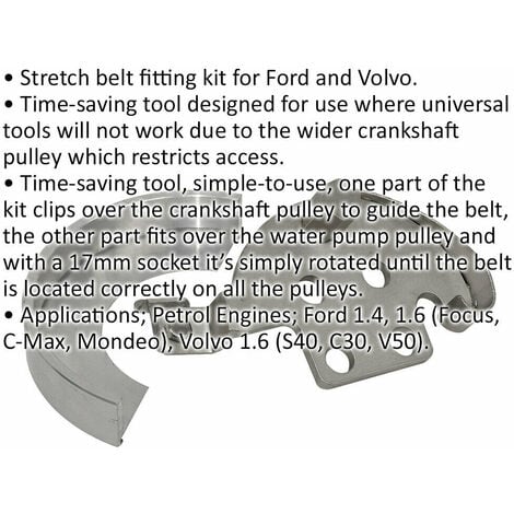 Stretch / Elasticated Drive Belt Install Tool - For Ford & Volvo - Pump ...