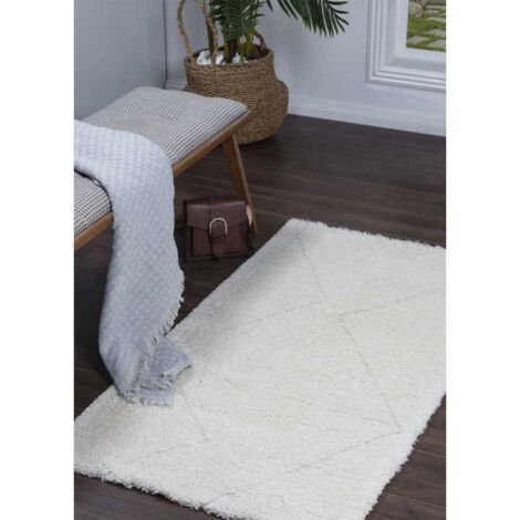 Tapis berbère TOUTAPIS crème poils longs et doux 80x150