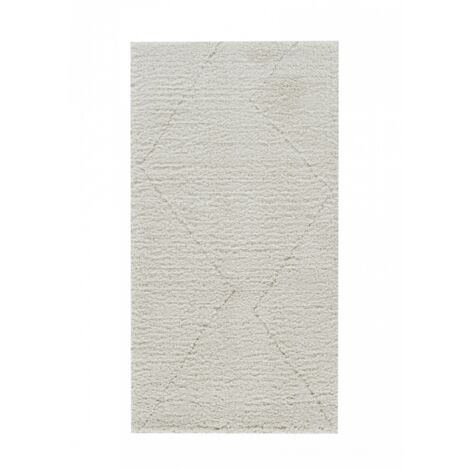 Tapis berbère TOUTAPIS crème poils longs et doux 80x150