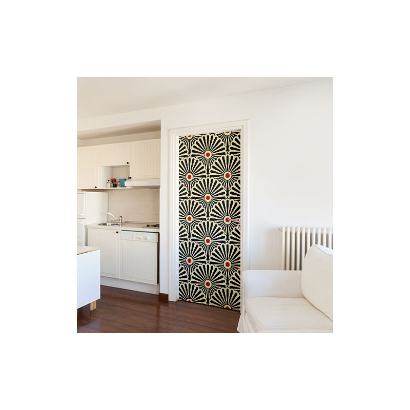 Sticker Rétro Monogramme Porte 3D 90x200cm - Autocollant Décoration Murale Auto-Adhésif Amovible
