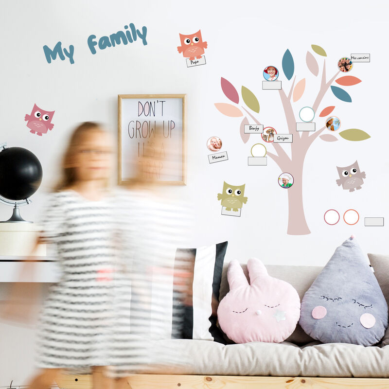 Sticker mural autocollant pour enfant, Arbre généalogique, 48 cm X 68 cm -  Décorez votre maison avec ce magnifique sticker mural